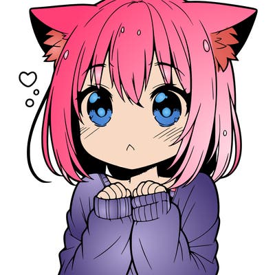 shy anime catgirl