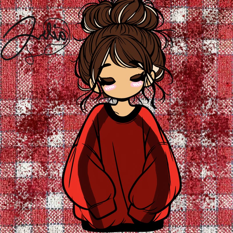 girl with baggy sweatshirt and messy bun