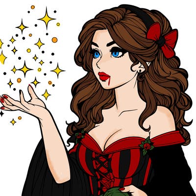 realistic women sorcerer using magic