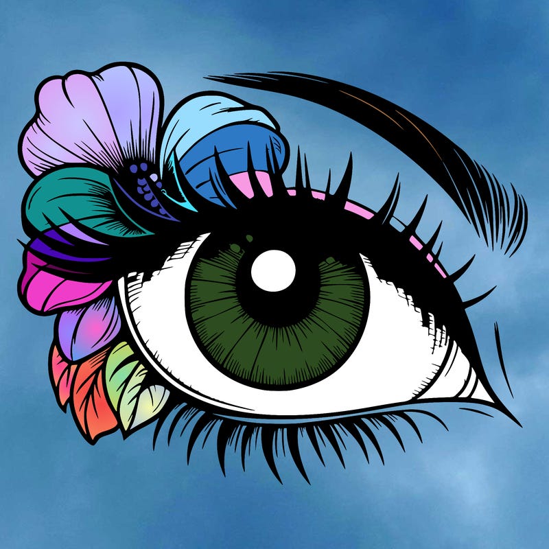 realistic eye with flower