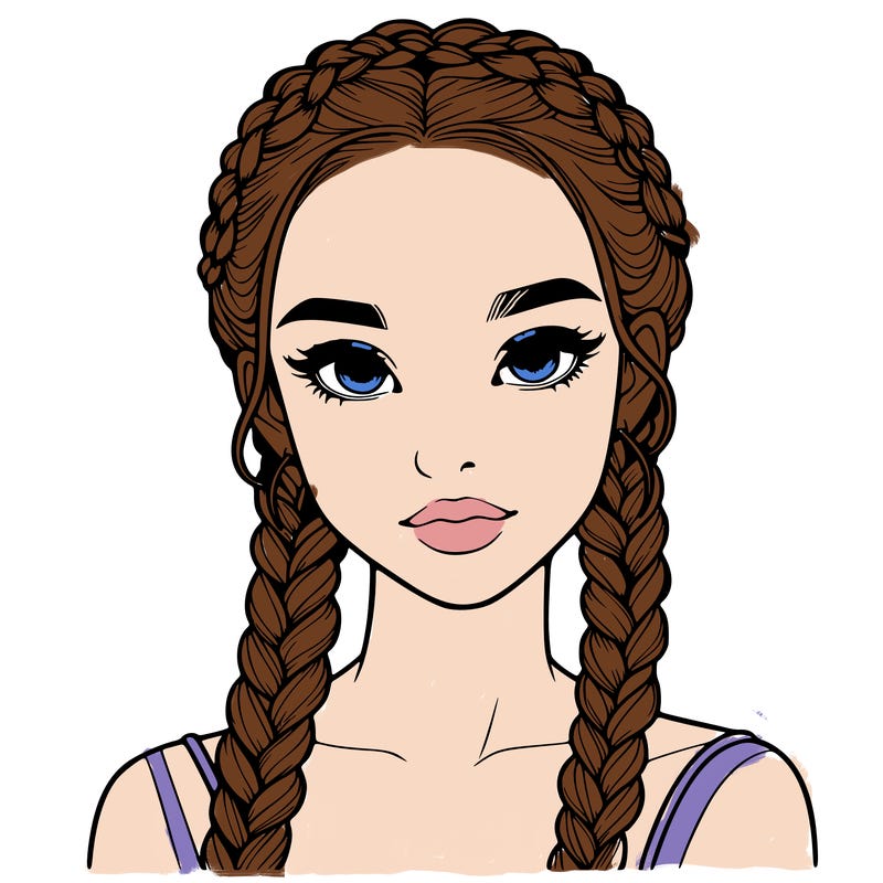 realistic girl with braids