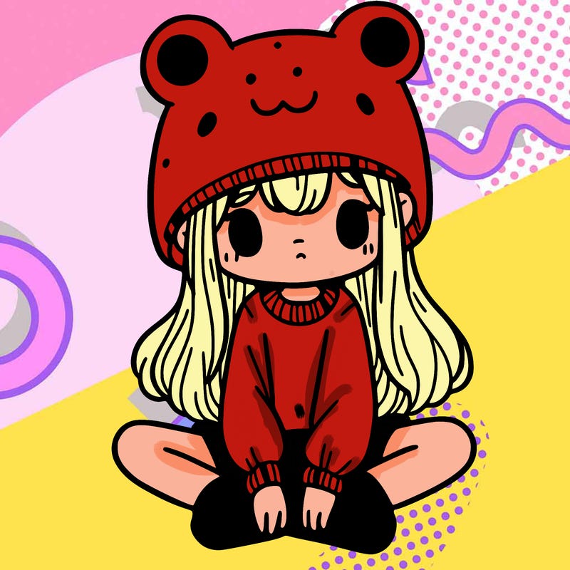 a girl wearing a frog hat and some frog socks