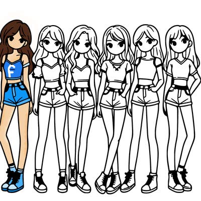 a group of girls wearing crop tops and shorts