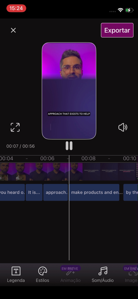 Legenda.ai - Oberfläche der Legenda.ai-App zur Bearbeitung von Videountertiteln und Untertiteln