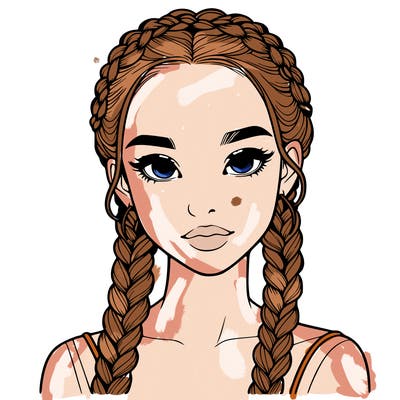 realistic girl with braids