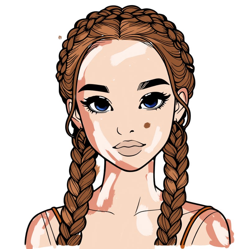 realistic girl with braids