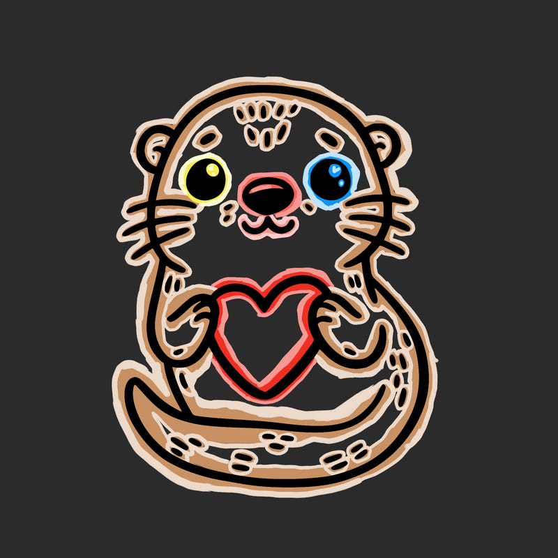 otter with a heart