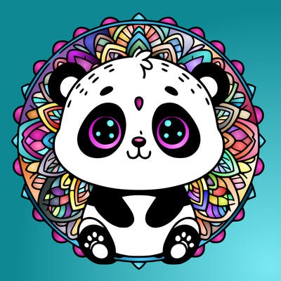 cute baby panda animal mandala