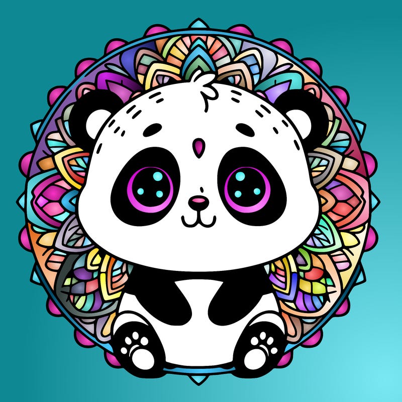 cute baby panda animal mandala