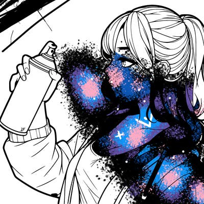 a realistic girl spray, painting