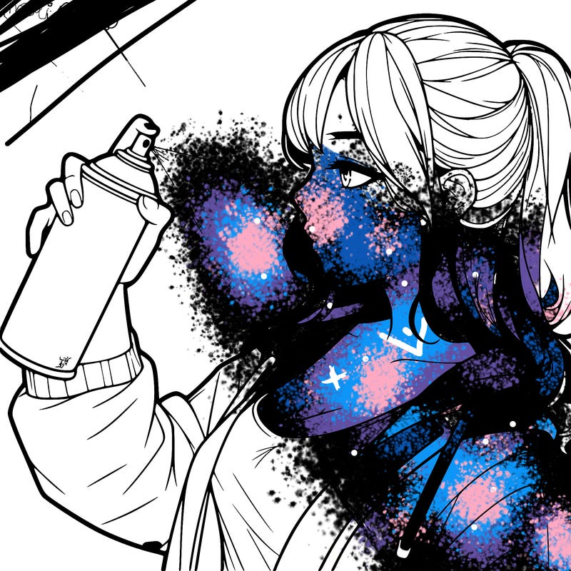 a realistic girl spray, painting