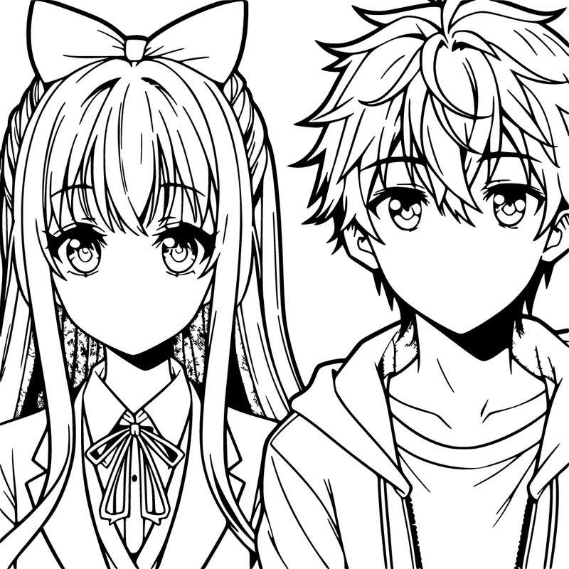 girl and a boy anime