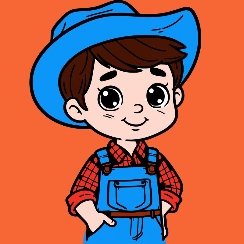 country boy in overalls