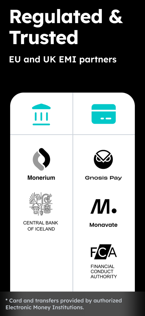 Zeal: Digital Wallet & Card - Partner normativi ed EMI per il portafoglio digitale Zeal, inclusi Monerium, Gnosis Pay e la FCA