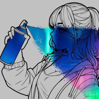 a realistic girl spray, painting