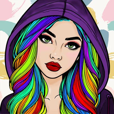 realistic beautiful girl with a hood on