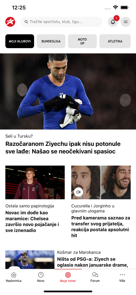SportSport.ba mobile app home screen showing sports news and headlines in Bosnian