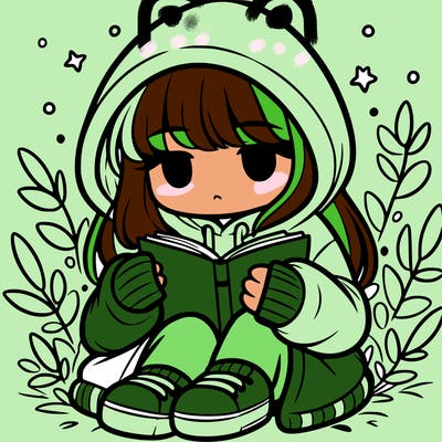 girl in oversized hoodie reading a book
