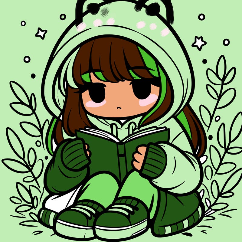girl in oversized hoodie reading a book