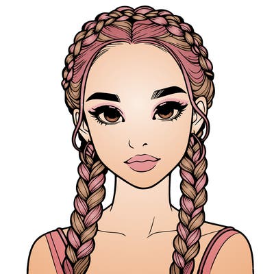 realistic girl with braids