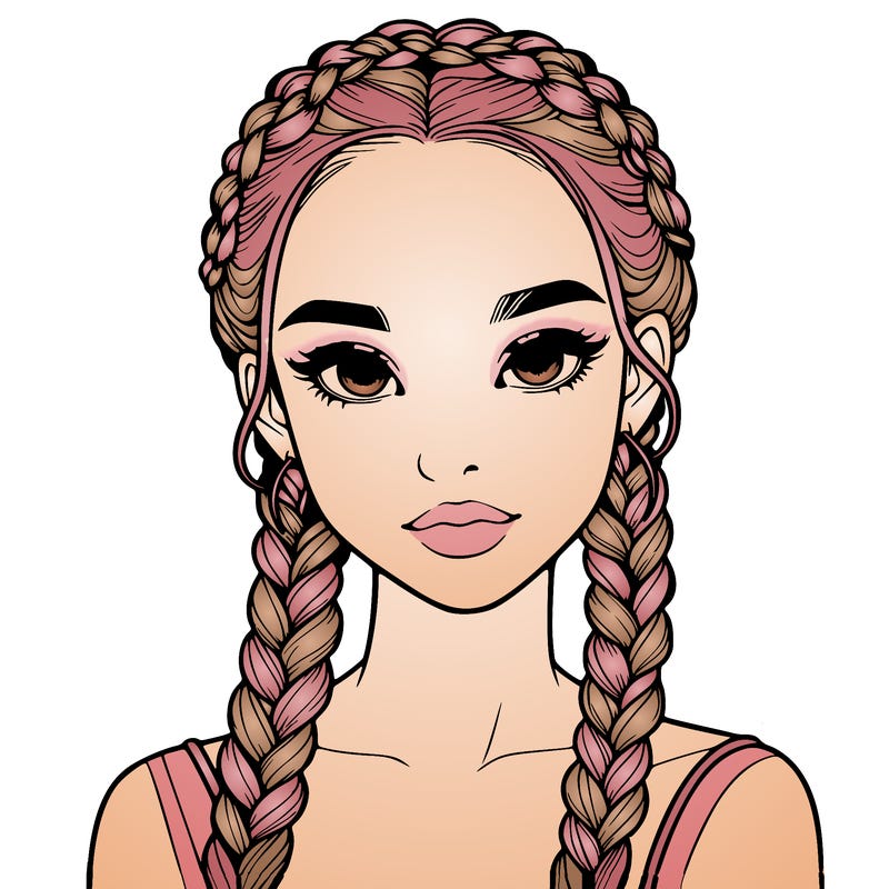 realistic girl with braids