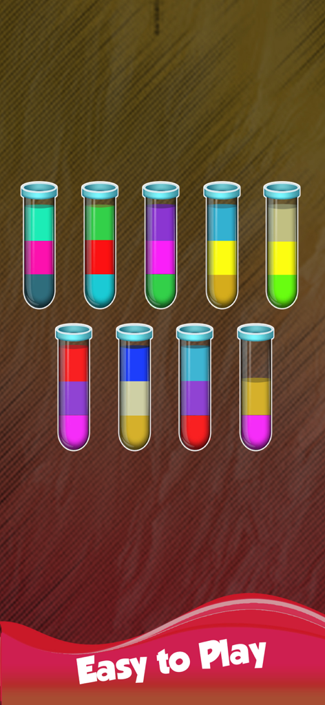 Water Sort Puzzle Color - Test tubes with layered colorful liquid for a water sorting puzzle game