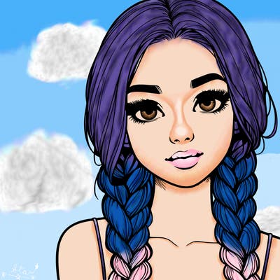 realistic girl with braids