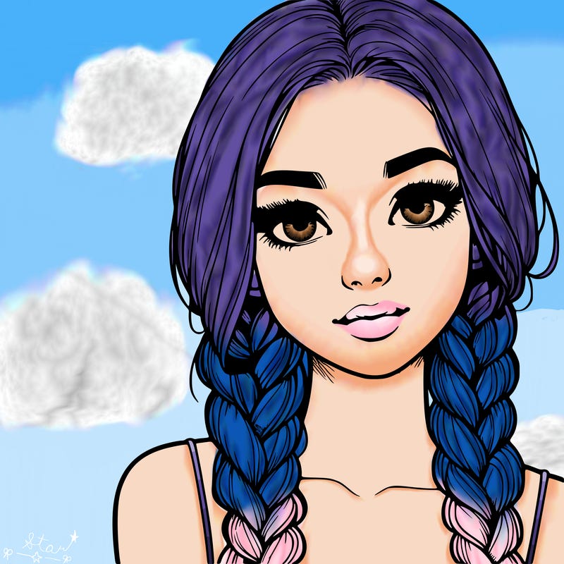 realistic girl with braids