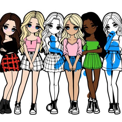 a group of girls realistic