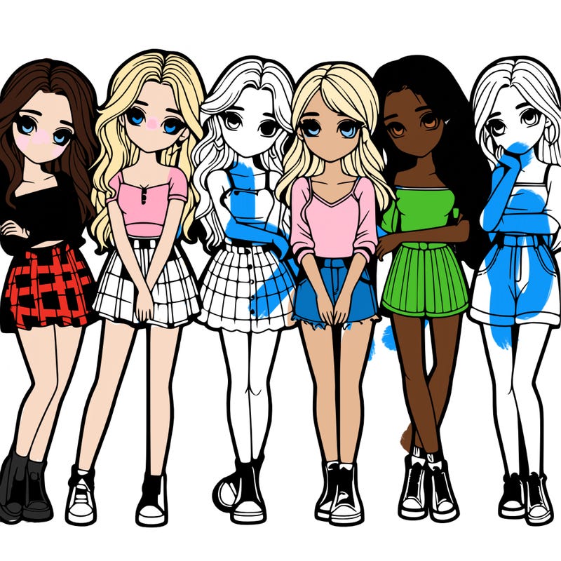 a group of girls realistic