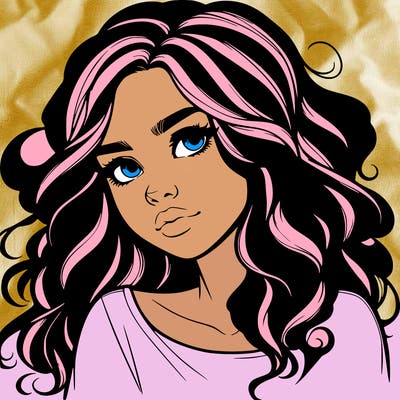 realistic girl with wavy hair on her hair