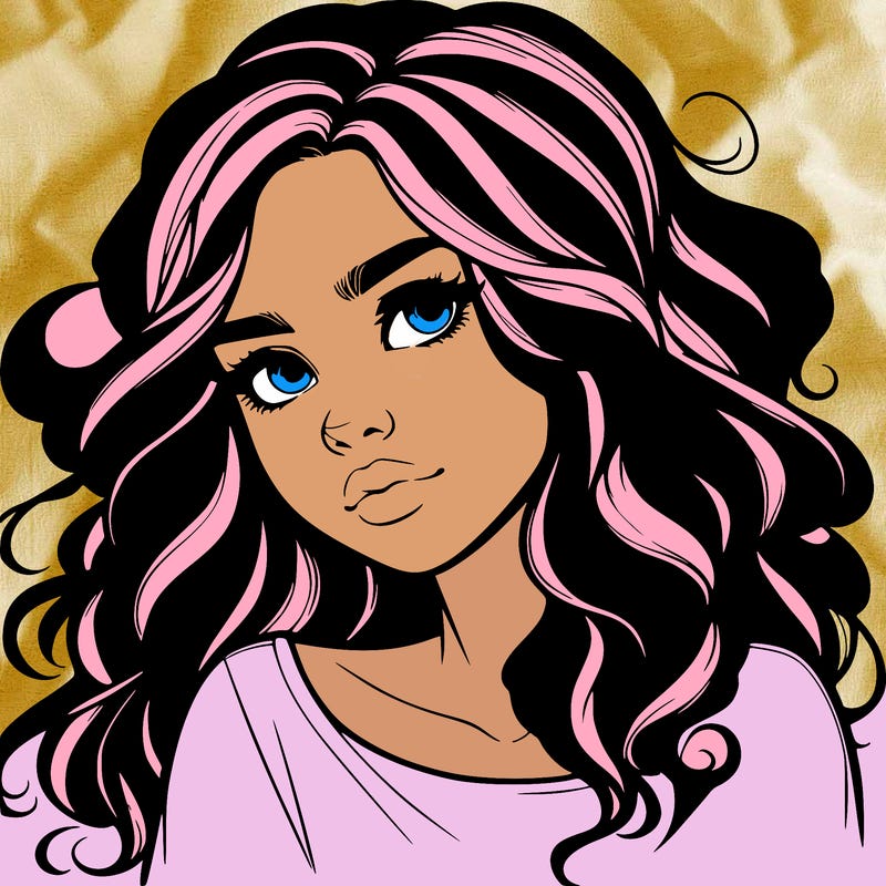 realistic girl with wavy hair on her hair