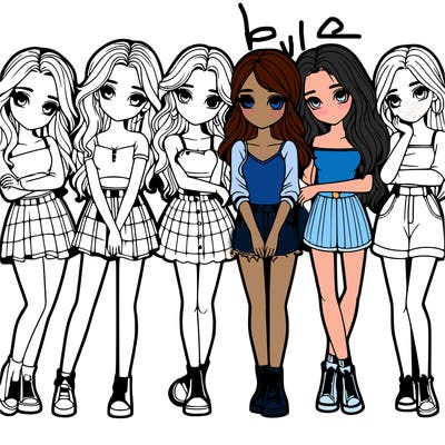 a group of girls realistic