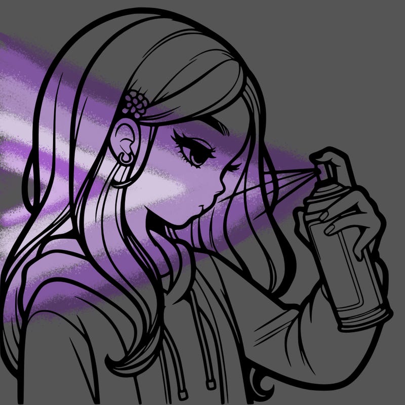 a realistic girl spray painting