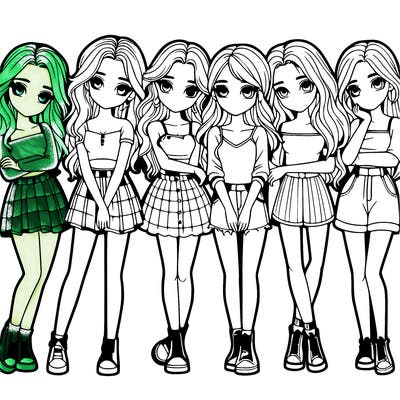 a group of girls realistic