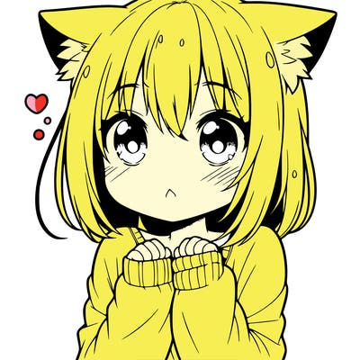 shy anime catgirl