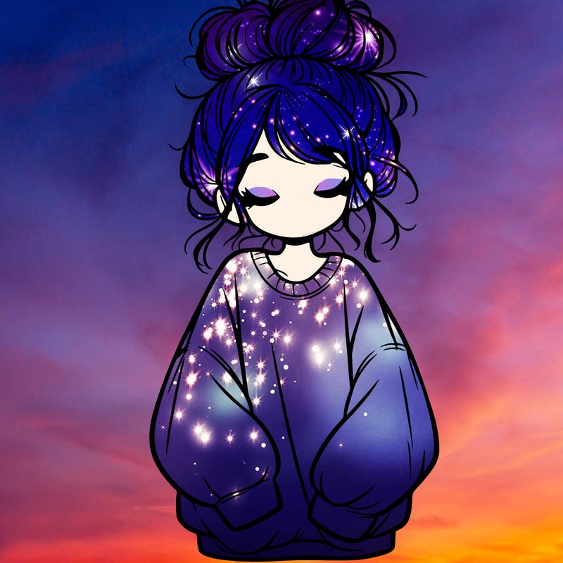 girl with baggy sweatshirt and messy bun