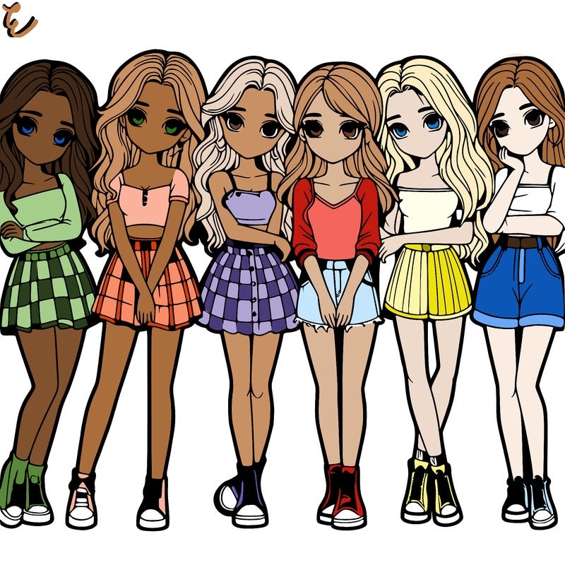 a group of girls realistic