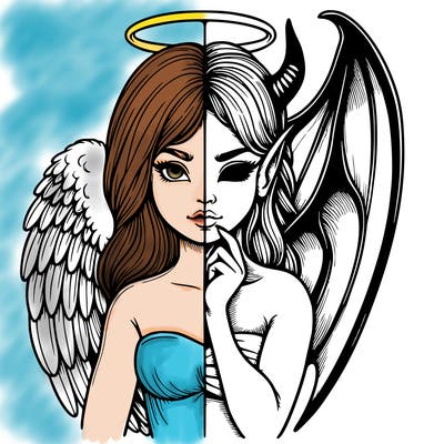 realistic angel half demon