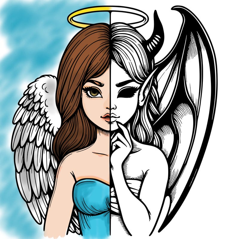 realistic angel half demon