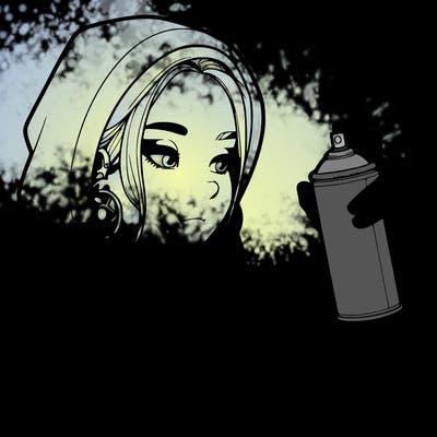 a realistic girl, spray painting