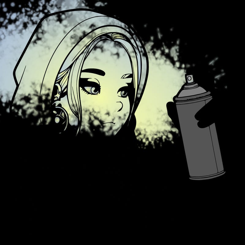 a realistic girl, spray painting