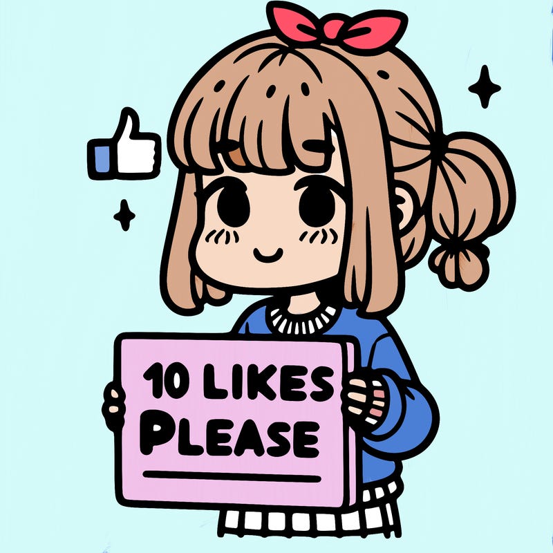 girl holding a sign saying 10 likes please