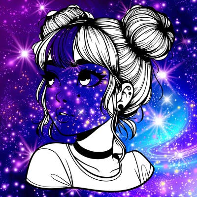 realistic girl with spacebuns