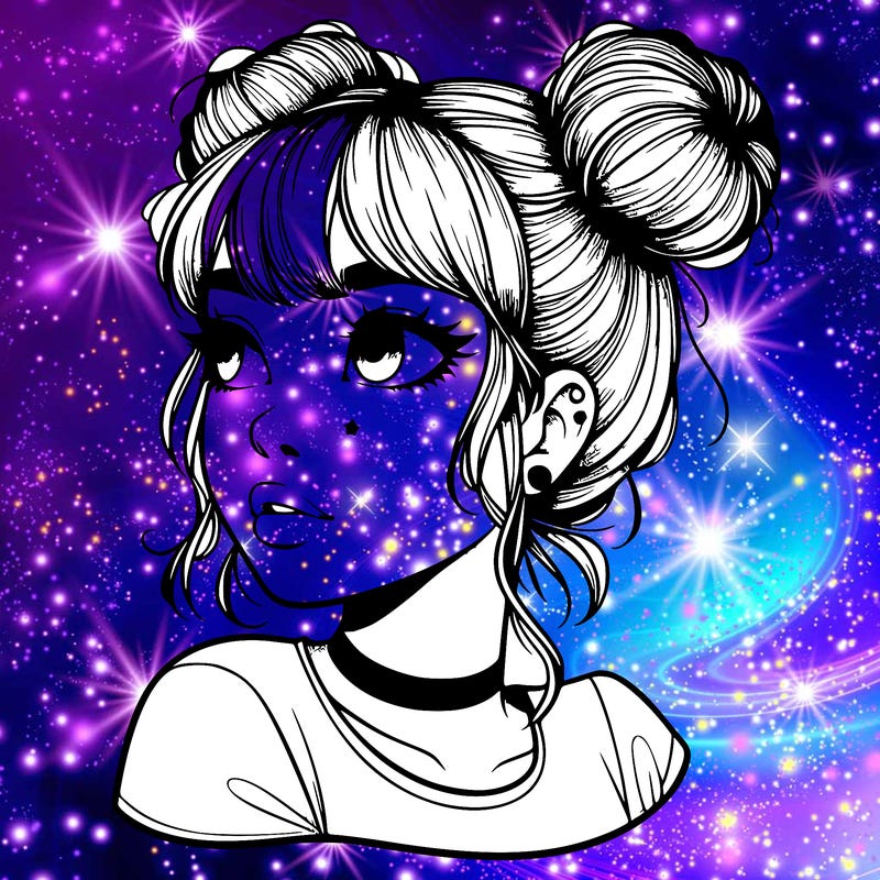 realistic girl with spacebuns
