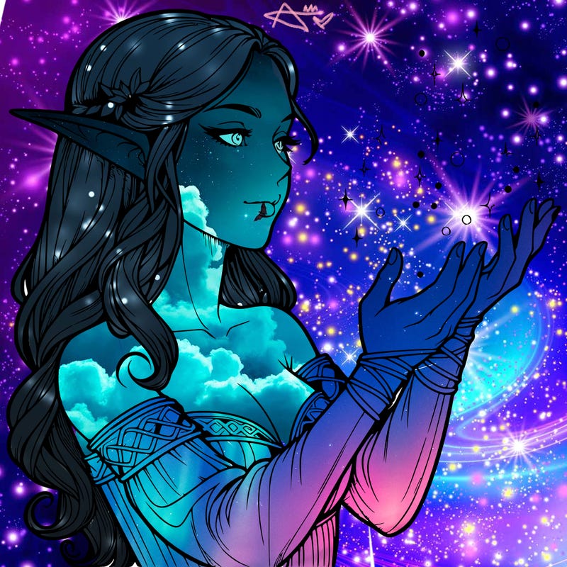 realistic elf girl doing magic