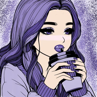 realistic girl drinking coffee