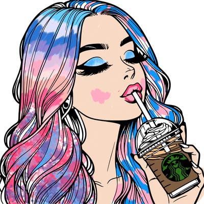realistic girl drinking starbucks