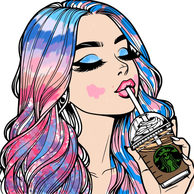 realistic girl drinking starbucks