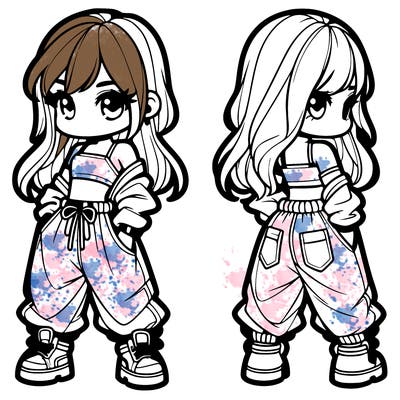 girl in crop top and baggy pants